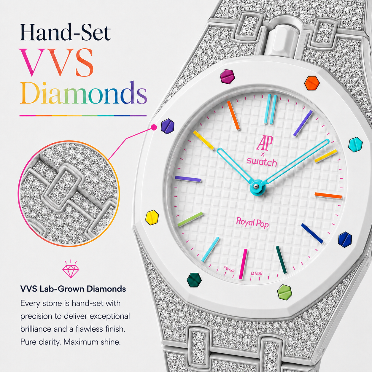 Bracelet Royal Pop en acier et Strass | Version TOP