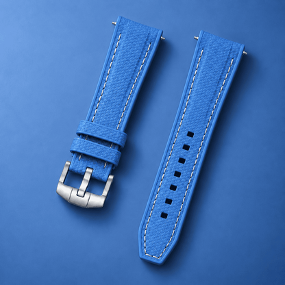 Textured Strap for MoonSwatch — Royal Blue / White Stitching